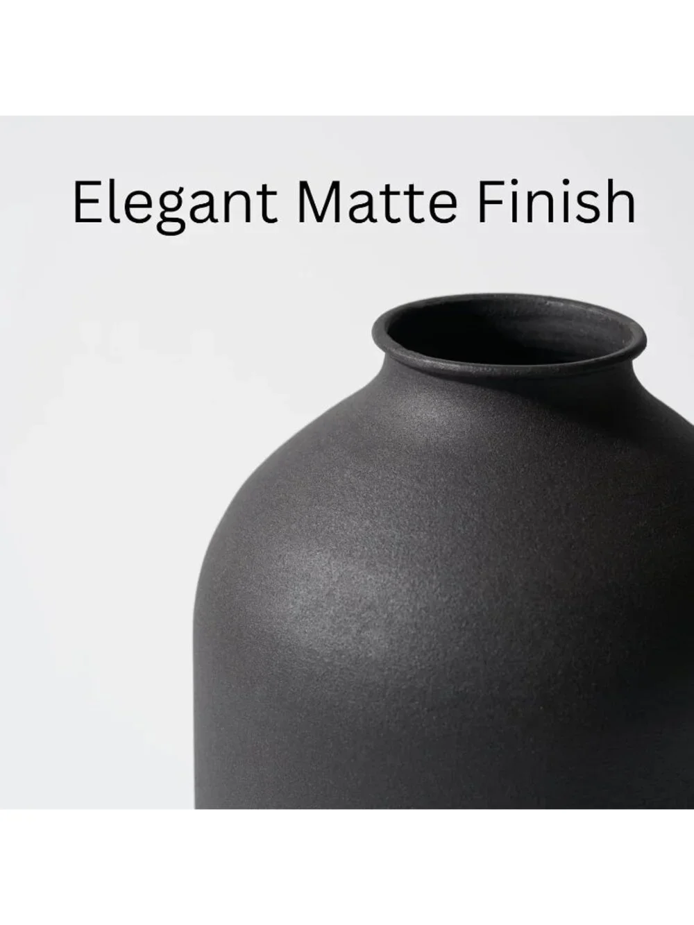 8.6in Tall Matte Black Flowers Vase For Dining Coffee Table Living Room Decor